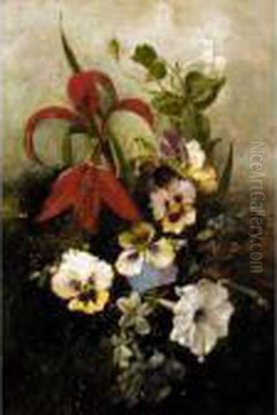 Still Life Of Flowers Oil Painting by Jacques-Emile Blanche