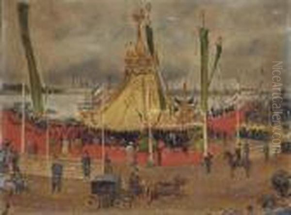 The French Expo Before The Royal Palace, St Petersburg Oil Painting by Jacques-Emile Blanche