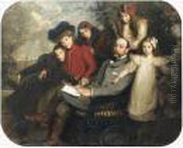 Le Poete Francis Viele-griffin Et Sa Famille Oil Painting by Jacques-Emile Blanche