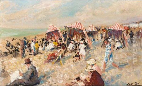 Beach Huts Oil Painting by Jacques-Emile Blanche