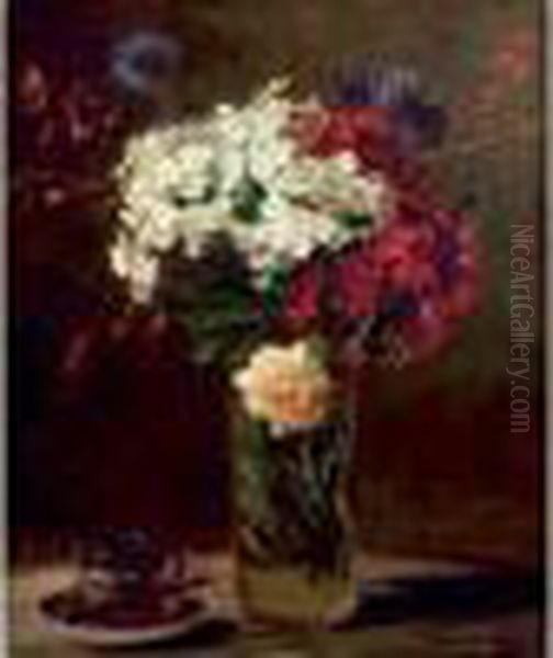 Bouquet Et Tasse Oil Painting by Jacques-Emile Blanche