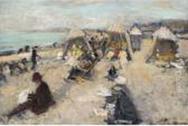 Grey Bay At Dieppe Oil Painting by Jacques-Emile Blanche