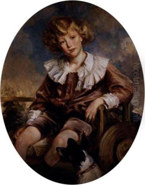 Portrait Of Antonin De Mun As A Young Boy Oil Painting by Jacques-Emile Blanche