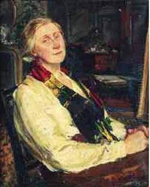 < Portrait De Marianne Vaudoyer >. Oil Painting by Jacques-Emile Blanche