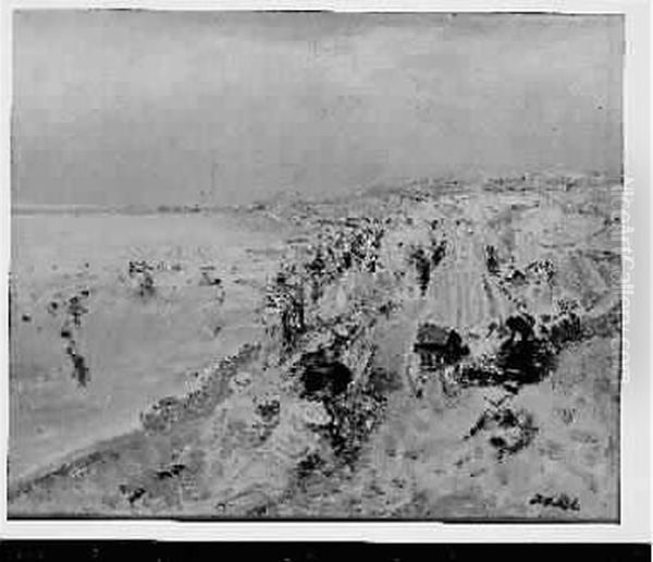 Jacques-emile La Plage De Dieppe, Vers 1925 Oil Painting by Jacques-Emile Blanche