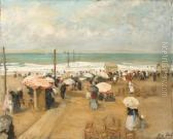 At The Beach Oil Painting by Jacques-Emile Blanche