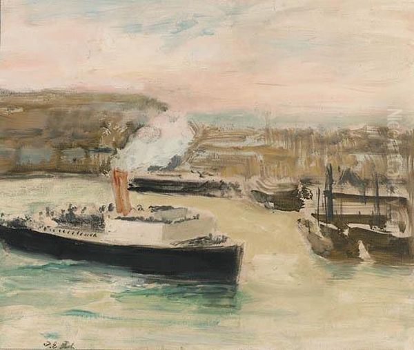 Arrival Of The Pacquet Boat, Dieppe Oil Painting by Jacques-Emile Blanche