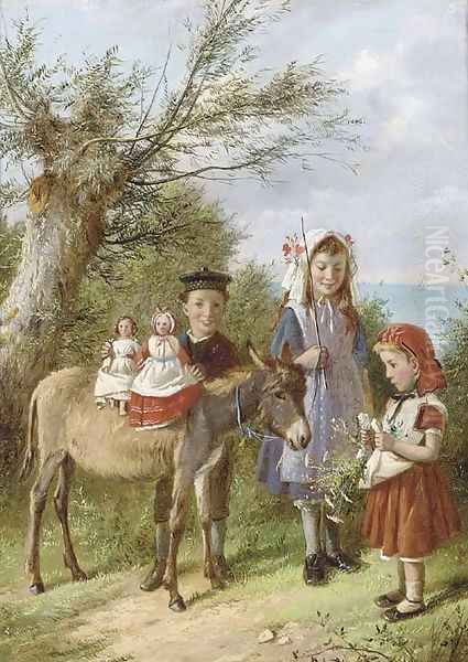 Dollies on a donkey Oil Painting by Charles Hunt