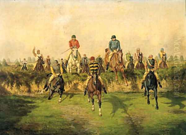 The Steeplechase Oil Painting by Benjamin Herring, Jnr.