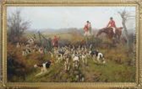 Foxhounds On The Scent Oil Painting by Thomas Blinks