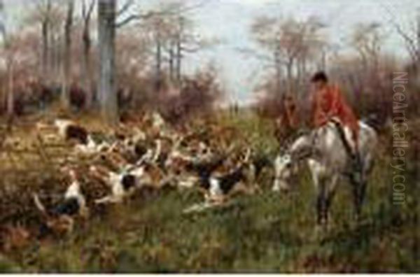 Putting Hounds Into Cover Oil Painting by Thomas Blinks