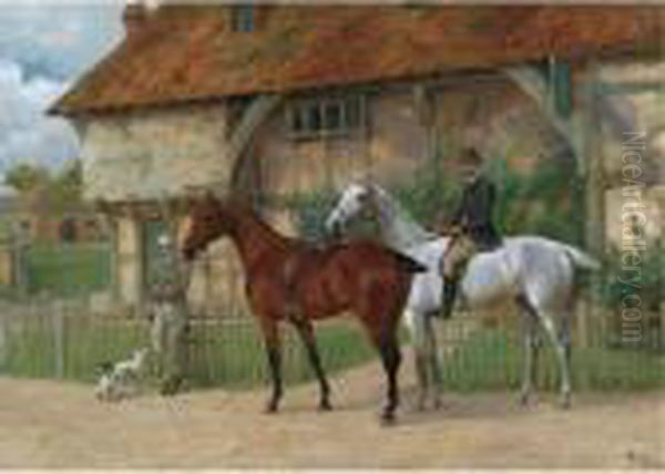 Outside The Horse Dealer Oil Painting by Thomas Blinks