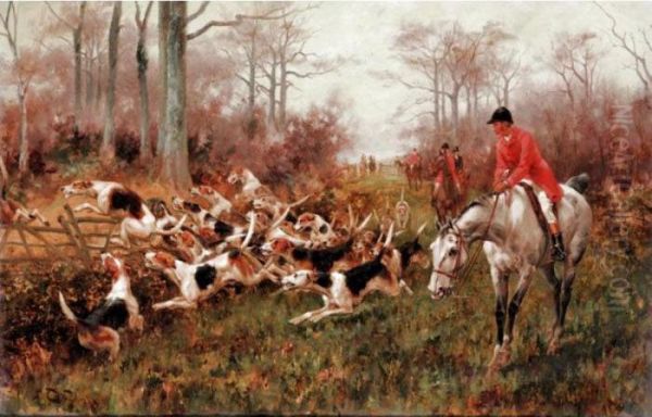 Putting The Hounds Into Cover Oil Painting by Thomas Blinks