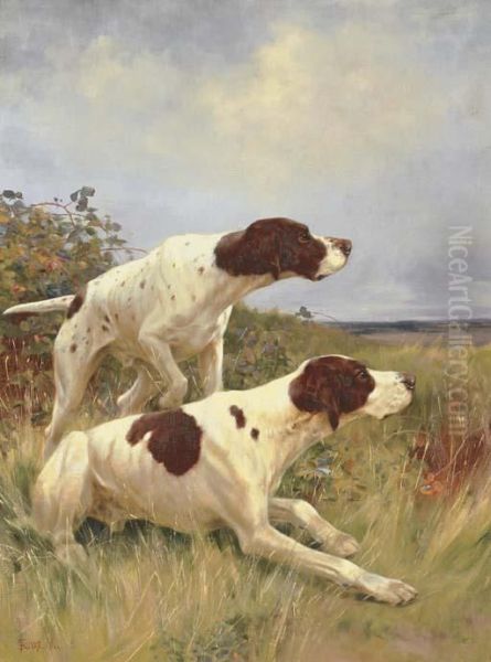 Two Pointers On The Scent Oil Painting by Thomas Blinks