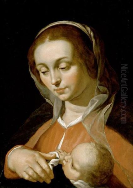 Madonna And Child Oil Painting by Abraham Bloemaert