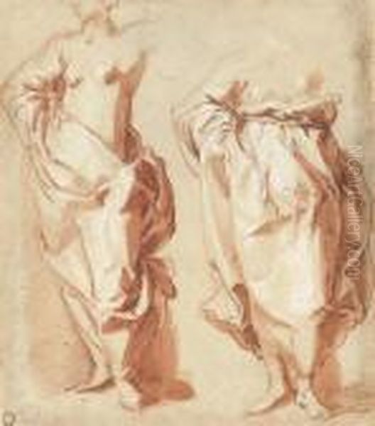 Two Draped Female Figures, Standing Oil Painting by Abraham Bloemaert