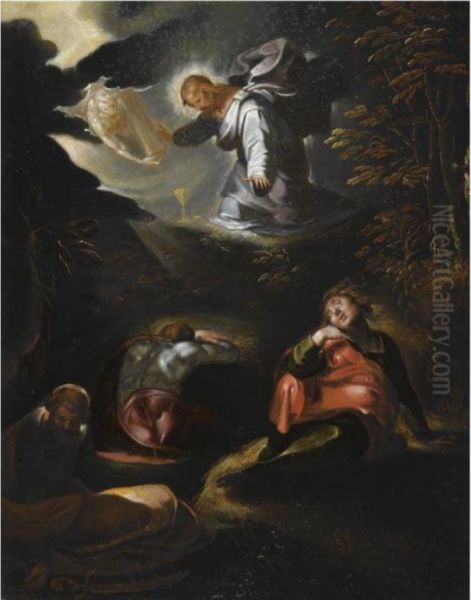 Christ Appearing To The Sleeping Apostles Oil Painting by Abraham Bloemaert