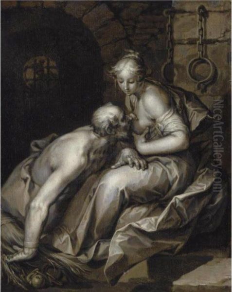 Roman Charity Oil Painting by Abraham Bloemaert