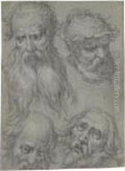 Sheet Of Studies Of Heads Of Bearded Men Oil Painting by Abraham Bloemaert