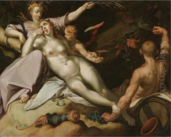 Sine Baccho Et Cerere Friget Venus Oil Painting by Abraham Bloemaert