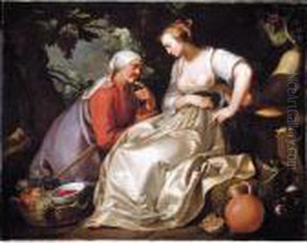 Vertumnus And Pomona Oil Painting by Abraham Bloemaert