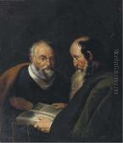 Saint Peter And Saint Paul Conversing Oil Painting by Abraham Bloemaert