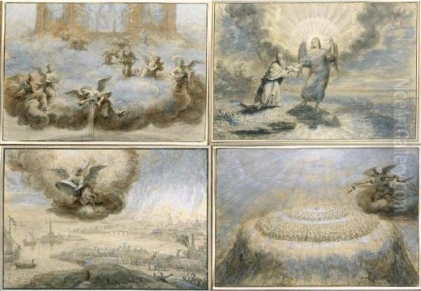 Design For A Titlepage, And Four Designs For Illustrations Of Biblical Subjects Oil Painting by Abraham Bloemaert