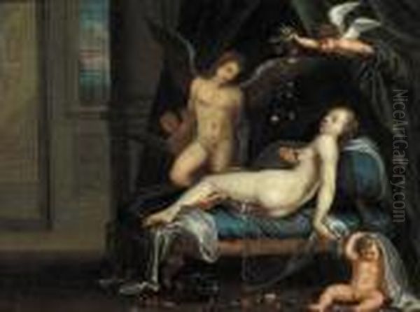 Cupid And Psyche Oil Painting by Abraham Bloemaert