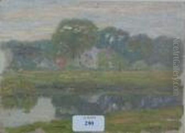 Paysage Lacustre Oil Painting by Bernardus Johannes Blommers