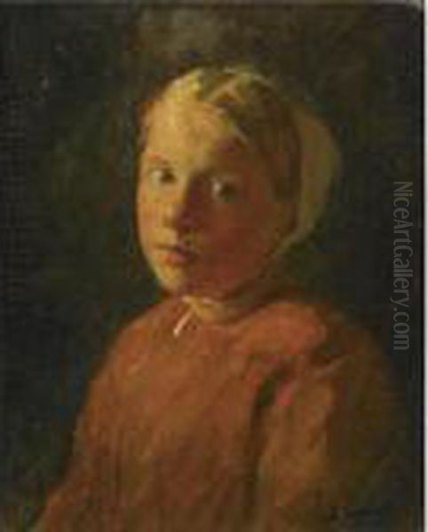 Portrait Of A Girl Oil Painting by Bernardus Johannes Blommers