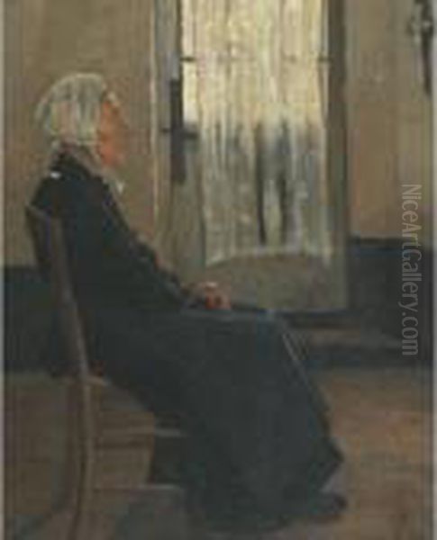 A Quiet Prayer Oil Painting by Bernardus Johannes Blommers