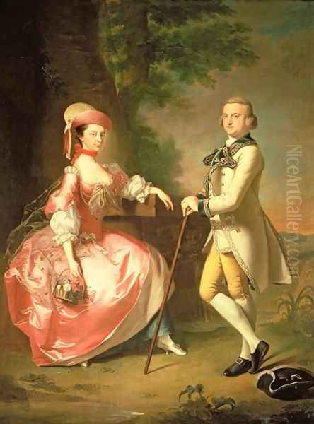 Sir John Pole 5th Baronet and his Wife Elizabeth Oil Painting by Thomas Hudson