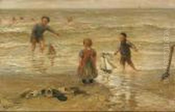 The Young Bathers Oil Painting by Bernardus Johannes Blommers