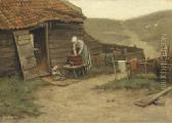 Washing Day In The Dunes Oil Painting by Bernardus Johannes Blommers