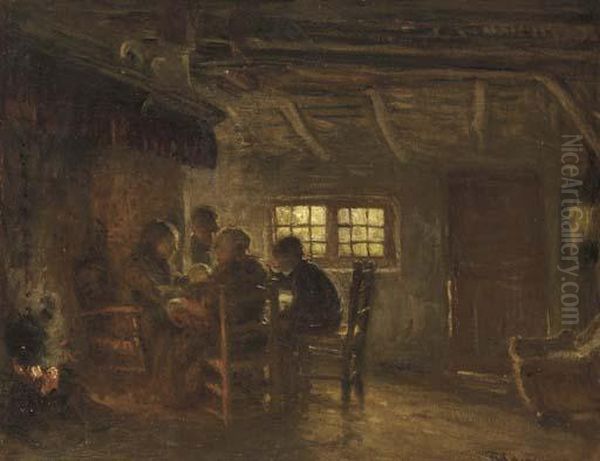 The Family Meal Oil Painting by Bernardus Johannes Blommers