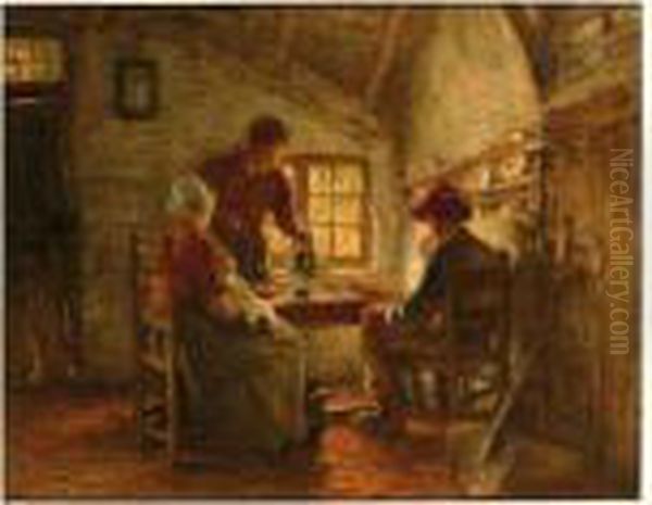 A Tea Time Break Oil Painting by Bernardus Johannes Blommers