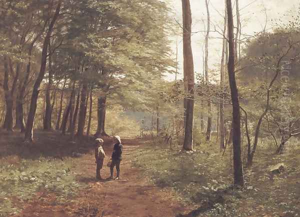 A Walk in the Forest Oil Painting by Niels Christian Hansen