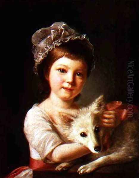 Young Girl with a Dog Oil Painting by Nathaniel Hone