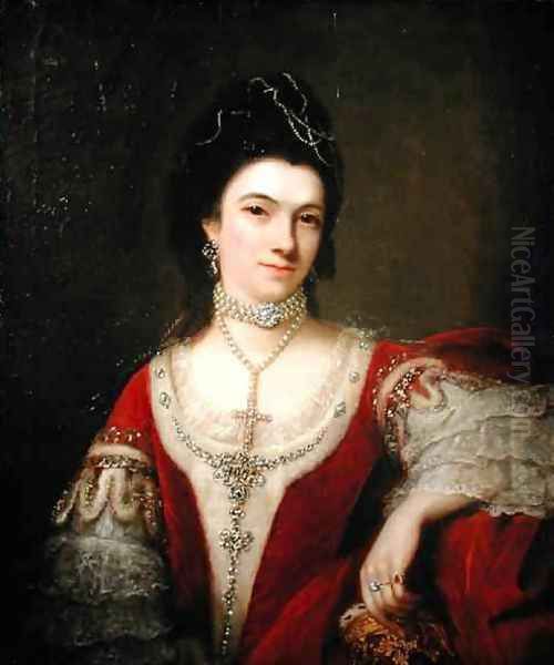 Portrait of Jane Roberts Duchess of St Albans Oil Painting by Nathaniel Hone