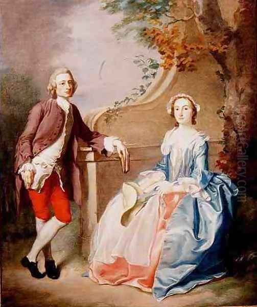 A Lady and Gentleman conversation piece Oil Painting by Francis Hayman