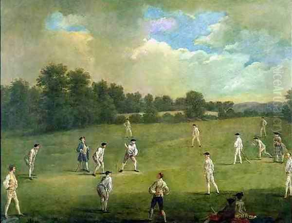 Cricket as Played in the Mary le Bone Fields Oil Painting by Francis Hayman