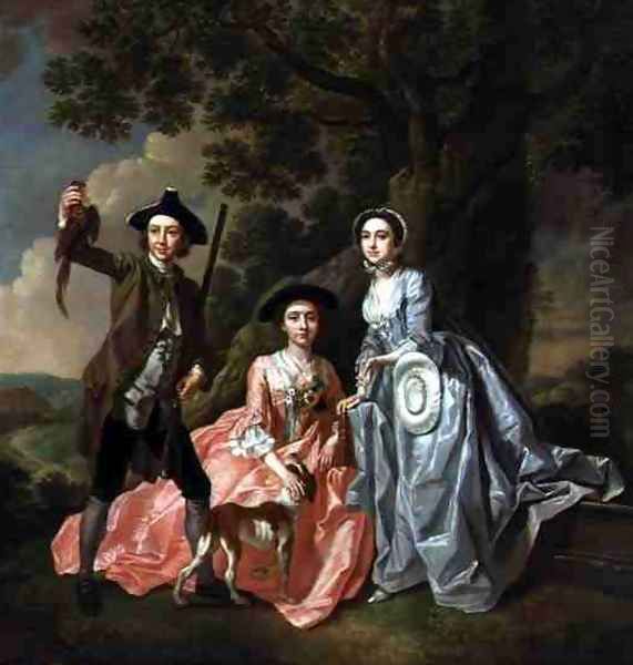 George Rogers with his Wife Margaret and his Sister Margaret Rogers Oil Painting by Francis Hayman