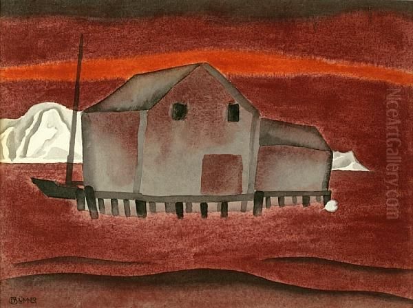 Red Waters Oil Painting by Oscar Bluemner