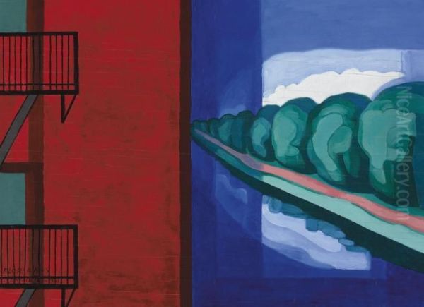 Contrasts (two Spaces) Oil Painting by Oscar Bluemner