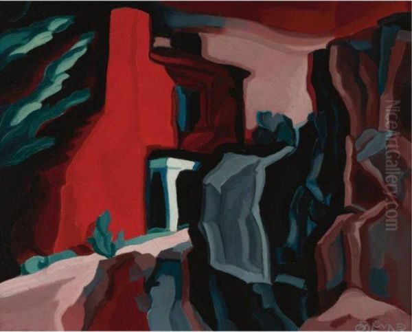 Red Night. Thoughts Oil Painting by Oscar Bluemner