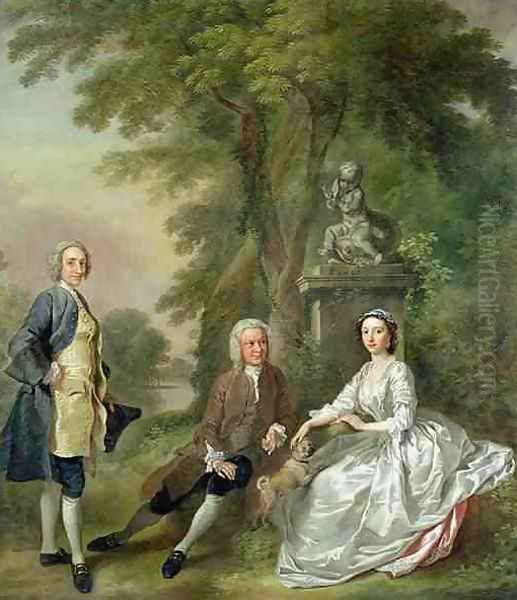 Jonathan Tyers and his Daughter Elizabeth and her Husband John Wood Oil Painting by Francis Hayman