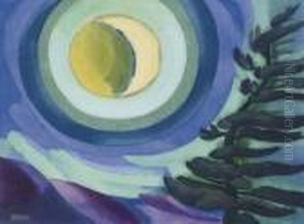 Moon Radiance Oil Painting by Oscar Bluemner