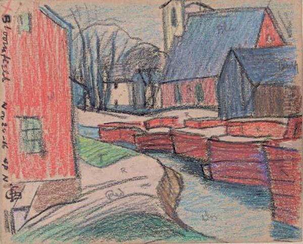 Bloomfield Oil Painting by Oscar Bluemner