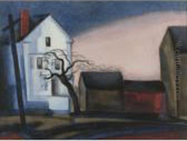 Glare Of Night Oil Painting by Oscar Bluemner