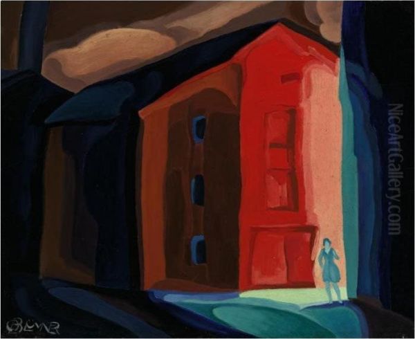 A Moment In Another Town Oil Painting by Oscar Bluemner